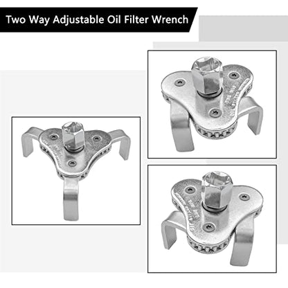 Universal Adjustable Oil Filter Wrench, Carbon Steel, 3-Jaw Design, 2.5-4.5 Inch Range, Suitable for Cars, Trucks, Motorcycles, Lawn Mowers - style: Silver 2 1/8-4 1/2 Inch