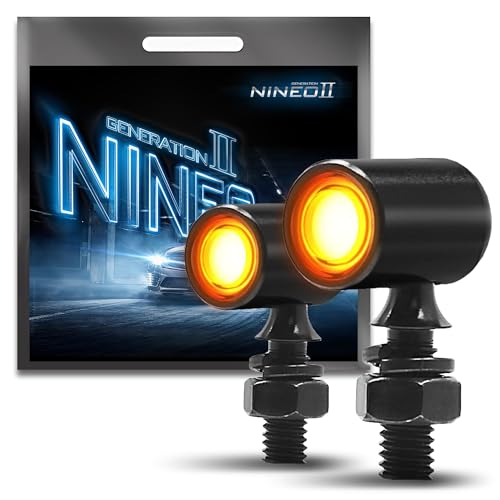 NINEO Rear Motorcycle Turn Signals LED Mini Bullet, Amber Light Tail Blinker Indicator Brake Lights fits for 6mm Mounting Hole,Compatible with Most 12V Motorcycles, 2PCS - color: Amber, size: Mini Size Rear