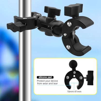 Motorcycle Mount Kit with 47" Invisible Selfie Stick Compatible for Insta 360 X5 X4 X3 X2 X RS GO 3 Heavy-Duty Double Clamp Camera Bike ATV RV Mount Kit Compatible for Gopro 13-8, Osmo 360, Osmo Nano