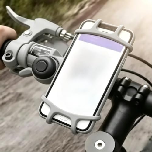 360° Rotatable Anti-Shake Bike Phone Mount Silicone Universal Secure Holder for Motorcycle E-Bike Navigation (Gray) - color: GRAY