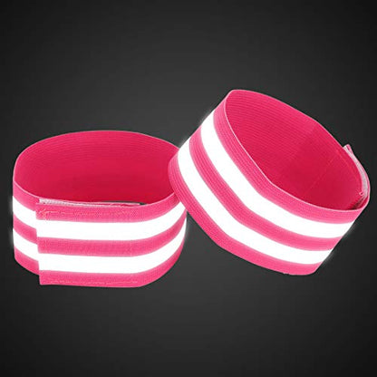 X AUTOHAUX 8pcs Reflective Bands for Arm High Visibility Night Cycling Riding Reflector Tape Straps Bracelet - color: Pink