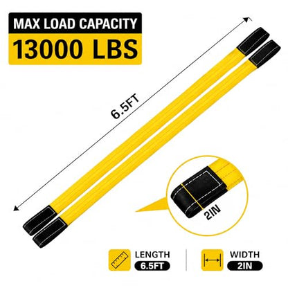 2PK 1.5" x 8FT Motorcycle Tie Down Straps, 3,000lb Break Strength, Heavy Duty Cambuckle & 2PK 2”x6.5FT Lift Sling Web Strap, 13,000lbs Capacity for Dirt Bike, ATV, UTV, Boat, and Kayak