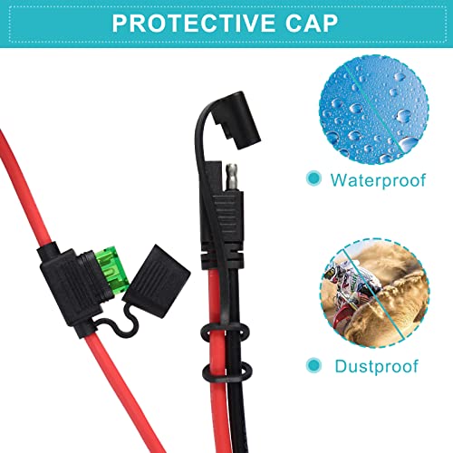 2FT SAE to O Ring Terminal Harness 10AWG - Eyelet O-Ring Terminal 10Gauge Harness with 30A Fuse,Battery Trickle Charger Cable for Motorcycle,SAE 2 Pin Connector Quick Connect/Disconnect Charging Cord - size: 1 PACK