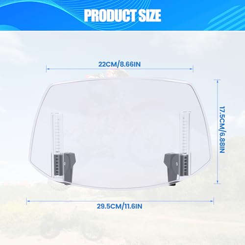 Motorcycle Windshield Extension Universal Heightened Clip On Wind Deflector 29.5*17.5cm ABS Windscreen Extender Spoiler Suitable for motorcycles with front windshields