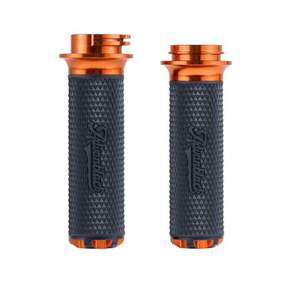 Advanblack AXION Performance Grips, Cable Throttle Hand Grips Compatible with Harley Touring Road Glide Street Glide, Softail - color: Orange