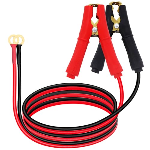 12AWG Battery Alligator Clips to O Ring 8mm Battery Power Clamp Cables 12V 24V, Apply to Inverter, Motorcycle, Car, Solar Controller is Connected (1 m /3.2FT) - size: 1 m /3.2FT