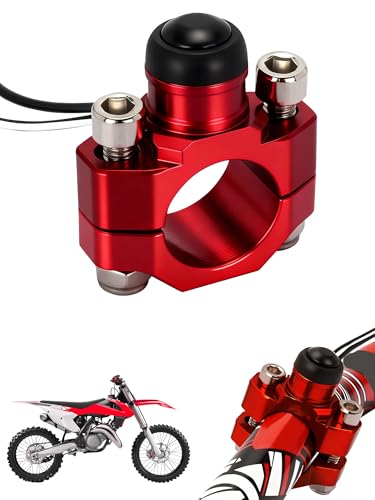 JFG RACING CNC Dirt Bike Engine Stop Start Kill Switch Button CNC with Mounting Backplate Universal for CRF XR CR Hawk 125 230 250 300 450 650 - Red - color: Red, size: Medium