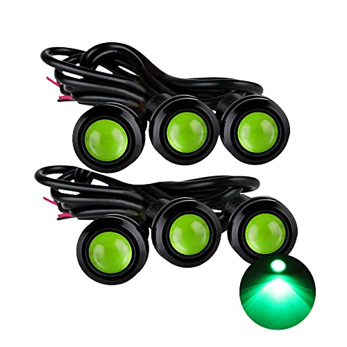 Eagle Eye LED Lights, DIY Ultra Thin 18mm Indicator Marker Light Daytime Running DRL Tail Fog Backup for Car Motor Motorcycle Truck Boat (BK Shell-Green, 6PCS), OTPLED0357 - color: BK Shell-Green, size: 6PCS