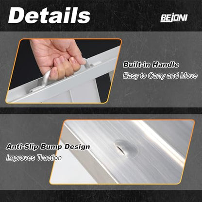 BEJONI Aluminum Trailer Ramps, 4FT Heavy Duty Truck Ramps, 4400 LBS Load Capacity, Hook End Universal Loading Ramp for ATV, UTV, Motorcycle, Lawn Tractor, Pickup Truck & Trailer, 2 Pcs - size: 48''L - 4400lbs Load Capacity