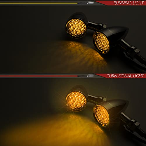 Motorcycle Turn Signals LED Bullet Front Rear Indicator Lights Universal Compatible for Harley Davidson Cruiser Iron Softail Street Bike Honda Shadow Yamaha Chopper Bobber Cafe Racer(Chrome/Amber) - color: Chrome/Amber