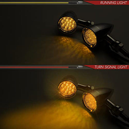 Motorcycle Turn Signals LED Bullet Front Rear Indicator Lights Universal Compatible for Harley Davidson Cruiser Iron Softail Street Bike Honda Shadow Yamaha Chopper Bobber Cafe Racer(Chrome/Amber) - color: Chrome/Amber