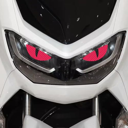2 Pairs Car Reflective Stickers Cat Eyes, Motorcycle Headlight Semicircle Eye Decals, Waterproof Vinyl Safety Warning Decals for Car Truck Window Rear Tailgate (Red) - color: Red