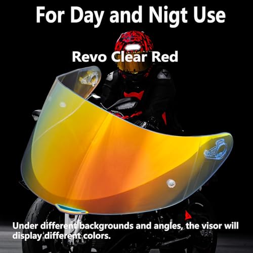 K1 Helmet shield Replacement,K5 Motorcycle Helmet Visor Compatible with K1 K1S K3SV K5 K5S(Revo Clear Red) - color: Revo Clear Red