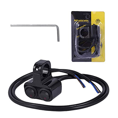 Stylemafia Waterproof Motorcycle ATV 7/8″ Light Bar Switch，Handlebar Double Control Kill Button Switch，Headlight Spotlights Hazard Brake Fog Light ON Off Switches 12v 16A (Black) - color: black, size: Double head B