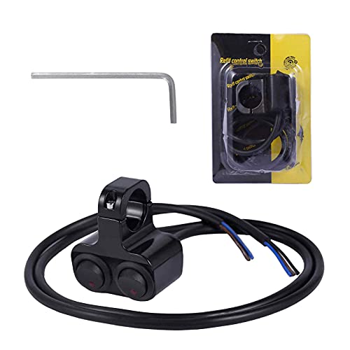 Stylemafia Waterproof Motorcycle ATV 7/8″ Light Bar Switch，Handlebar Double Control Kill Button Switch，Headlight Spotlights Hazard Brake Fog Light ON Off Switches 12v 16A (Black) - color: black, size: Double head B