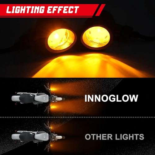INNOGLOW Motorcycle Turn Signals, 2pcs Heavy Duty Incandescent Bulbs Amber Bullet Amoke Lens Indicators Blinkers Lights for Harley Davidson Suzuki Kawasaki Yamaha (Black) - color: Style-5