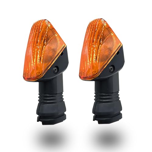 2Pcs Motorcycle Turn Signal Indicator Light Compatible with KAWASAKI ZX6R ZX-6RR KLE500 KLE 650 KLR650 Front/Rear Blinker Lamp (Amber Shell) - color: Amber Shell