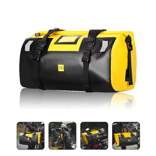 Waterproof PVC Motorcycle Dry Bag 66L Motorcycle Tail Saddle Bag Travel Luggage Storage Bag Roll Pack Bag Yellow - color: Yellow no logo
