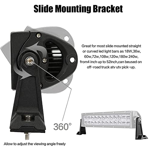 LED Light Bar Side Mounting Bracket Base Mounting Universal Bracket 2PCS Rubber Pad Brackets kit for Mounting Straight or Curved LED Light Bar from 7 inch up to 52 inch (Pack of 2) - size: Light Bar Adjust Bracket-Side