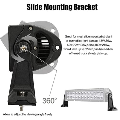 LED Light Bar Side Mounting Bracket Base Mounting Universal Bracket 2PCS Rubber Pad Brackets kit for Mounting Straight or Curved LED Light Bar from 7 inch up to 52 inch (Pack of 2) - size: Light Bar Adjust Bracket-Side