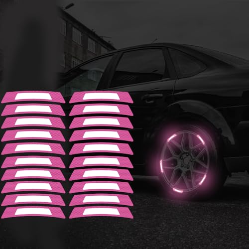 20PCS Strong Reflective Car Wheel Hub Stickers for Cars Helmet Night Safety Warning Reflective Stripe Decals Auto Truck Motorcycle Bicycle Wheels Rim Reflective Stickers (Purple) - color: Purple