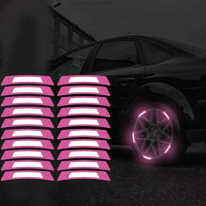 20PCS Strong Reflective Car Wheel Hub Stickers for Cars Helmet Night Safety Warning Reflective Stripe Decals Auto Truck Motorcycle Bicycle Wheels Rim Reflective Stickers (Purple) - color: Purple