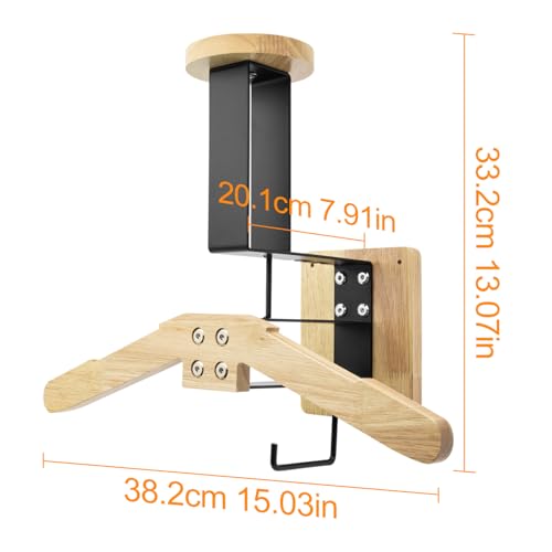Tactical Gear Wall Mount Stand - Motorcycle Helmet Holder Display Stand with Hooks, Solid Wood Airsoft Plate Carrier Rack for Police, Football and Cycling Suit - color: Natural