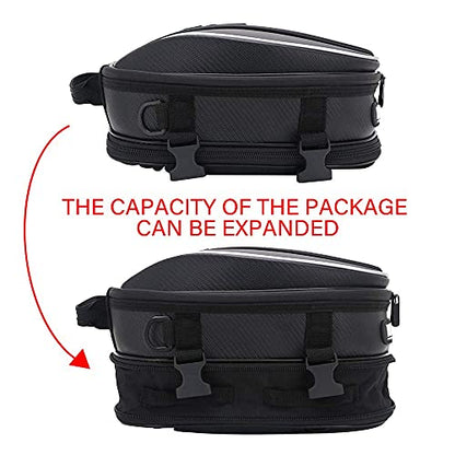JFG RACING Motorcycle Bag,12L Dual Universal Motorcycle Tail Bag Seat Bag Backpack Saddlebag Luggage-Red