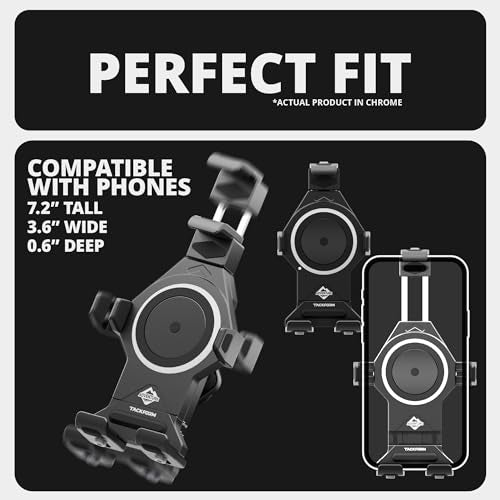 Tackform Aluminum Chrome Motorcycle Perch/Brake/Clutch Reservoir Adventure Phone Mount - Vibration Dampening and Wireless Charging | 3.5” Arm | Compatible with Harley-Davidson, Gold Wing, More - color: Chrome