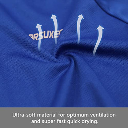 ARSUXEO Men's Full Zipper Long Sleeves Cycling Jersey Bicycle BikingBike Shirt 6030 - color: Blue, size: Large
