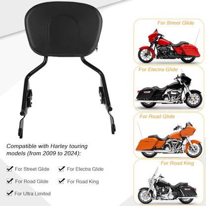 Sissy Bar for Harley Davidson Touring, Detachable Passenger Backrest Compatible with Street Glide Road Glide Road King Electra Glide Ultra Limited 2009-2024, Black
