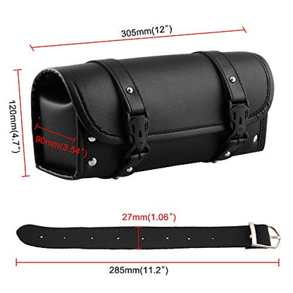 CYSKY Motorcycle Tool Bag, Universal PU Leather Motorcycle Fork Bag, Saddle Roll Bags, Handlebar Bag, Sissy Bar Storage Tool Pouch for Yamaha Honda Sportster Softail Dyna Kawasaki Suzuki Ducati KTM