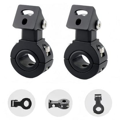 Motorcycle Spotlight Bracket, Light Bar Mounts for Driving Fog Lights, 360 Degree Adjustment Tube Clamp Mounting Bracket Fit 0.7"-1.25" ATV UTV Roll Bar (2 Pcs)