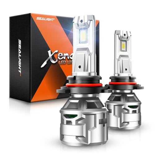 SEALIGHT 9005/HB3 30000LM Bulbs, 6500K Cool White 9005 Fog Lights with 15000RPM Cooling Fan, 60,000-hour Ultra-long Lifespan, Plug-N-Play Headlight Housings Pack of 2 - size: X5 9005