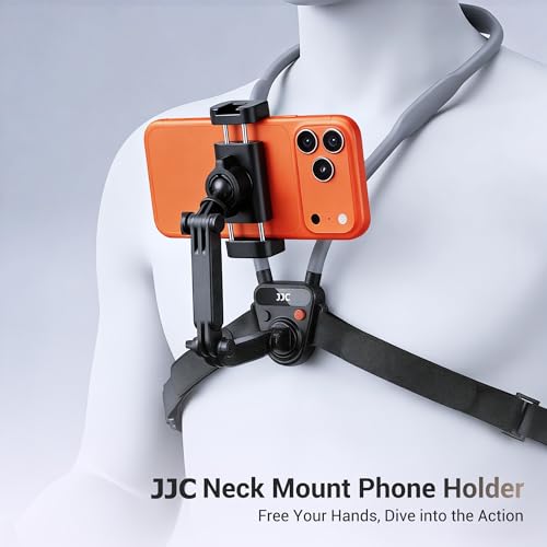 JJC Neck Phone Holder Camera POV Chest Mount, Hands-Free Recording for Samsung S26 S24 Xiaomi 17 16 Ultra iPhone 17 16 Pro Max, GoPro Hero 13 12 DJI Osmo Action 6 5 for Hiking Cycling Vlogging