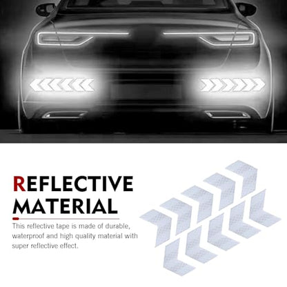 10 PCS Car Arrow Reflective Stickers, 1.97" x 1.81" Waterproof Safety Tapes, High Visibility Night Caution Warning Reflective Stickers, Universal for Most Cars (White) - color: White