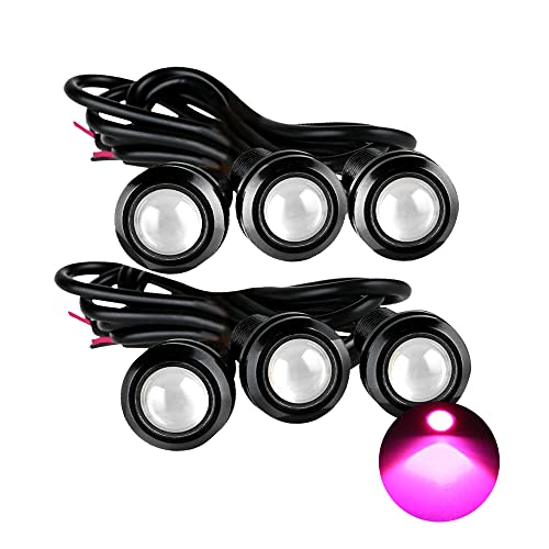 Eagle Eye LED Lights, DIY Ultra Thin 18mm Indicator Marker Light Daytime Running Lights DRL Tail Lights Fog Light Backup Light for Car Motor Truck Boat(BK Shell-Pink,6PCS), OTPLED0357 - color: BK Shell-Pink, size: 6PCS