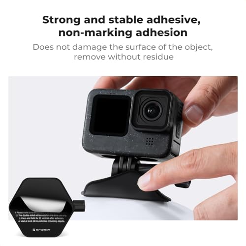 K&F CONCEPT Flexible Adhesive Mount Helmet Attachment for Action Camera | 180° Flexible Stand Base For Motorcycle Helmet Car Dashboard POV Video Recording Live Streaming, 1/4" & Dual Claw Adapter - size: 2Pack