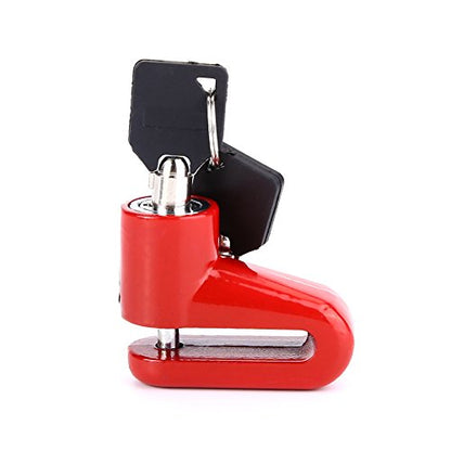Metal Motorcycle Wheel Lock, Anti Theft Disc Brake Security Lock with Keys and Plastic Frame, Black and Red - color: Red