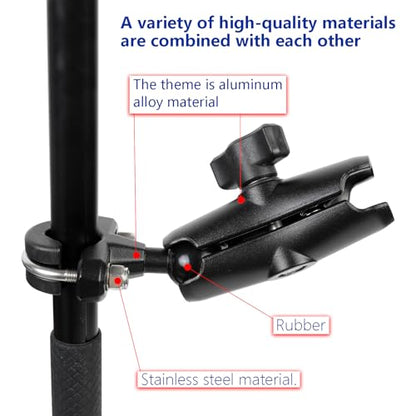 1" Ball Handlebar U-Bolt Mount Base with Middle Double Socket Arm, Aluminum Alloy, Compatible with RAM Mounts and 1" Ball Bike Motorcycle Phone Holder or GPS Mount - style: U-Bolt Base w 3.54" Arm