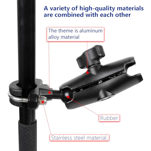 1" Ball Handlebar U-Bolt Mount Base with Middle Double Socket Arm, Aluminum Alloy, Compatible with RAM Mounts and 1" Ball Bike Motorcycle Phone Holder or GPS Mount - style: U-Bolt Base w 3.54" Arm