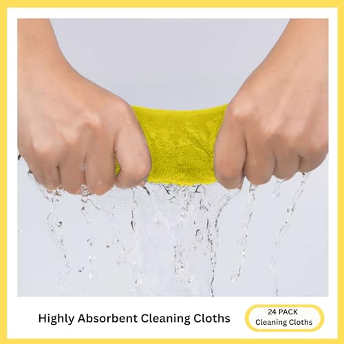 Microfiber Cleaning Cloth for Kitchen & households, Towels for Cars. (300gsm) (Pack of 24 Yellow) - color: Yellow
