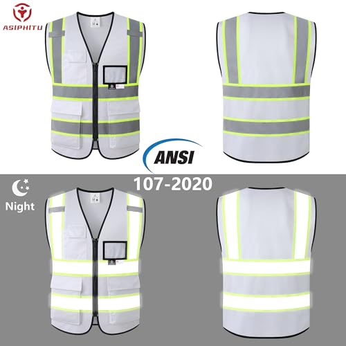 Safety Vest for Men Women Reflective Construction Vest - color: White, size: XX-Large