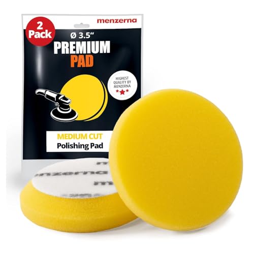 menzerna 3.5 Inch 2X Premium Polishing Pads Medium Cut for Medium Fine Polishing I Body Repair & Detailing Pads with Safety Edge & Velcro Attachment I Washable & Long Lasting - style: Medium Cut Pad