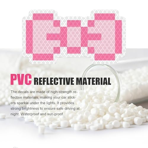 Reflective Bow Sticker, 4.96" x 2.6" Waterproof & Scratch-Resistant Sticker, Car Body Scratch Cover Decal, Universal Night Safety Warning Decal for Motorcycles, Helmets, Cars (Pink) - color: Pink