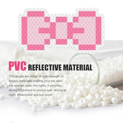 Reflective Bow Sticker, 4.96" x 2.6" Waterproof & Scratch-Resistant Sticker, Car Body Scratch Cover Decal, Universal Night Safety Warning Decal for Motorcycles, Helmets, Cars (Pink) - color: Pink
