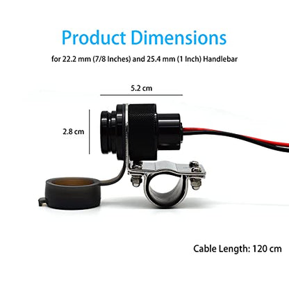 Cliff Top Motorcycle USB Charger Waterproof Dual USB Port 4A 20W Aluminium, with Magnetic Power Switch Heavy Duty for 7/8’’ and 1’’ Handlebars - Prevents Battery Drain (Black) - color: Black