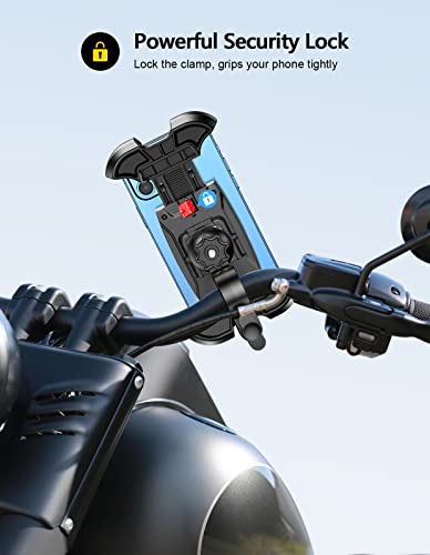 Viccux Motorcycle Phone Mount, Upgrade [Never Fall Off] [0 Shake] Bike Phone Holder, [3s Put & Take] 360° Rotatable Phone Holder for Bike Motorcycle Bicycle Scooter Compatible with Cellphones 4.7-6.8”