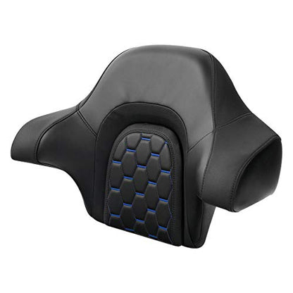 C.C. RIDER Wrap Around King Tour Trunk Backrest fit for Harley Touring Road King Street Glide Road Glide Electra Glide 2014-2024 - color: Passenger Backrest 16#Blue Stitching