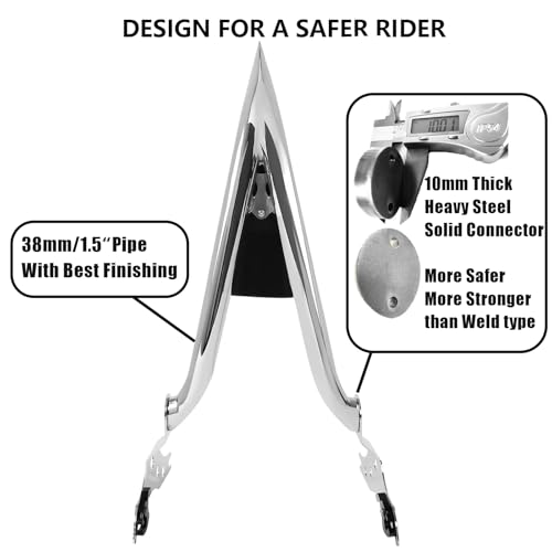 Motorcycle Detachable fatboy Backrest Sissy Bar Passenger Back Rest Pad Fit for Harley Fat Boy FLFB 2018-2023, Breakout FXBR FXSB 13-23 (26" Height, Chrome)
